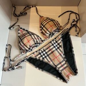 Burberry Beige Check Triangle Bikini